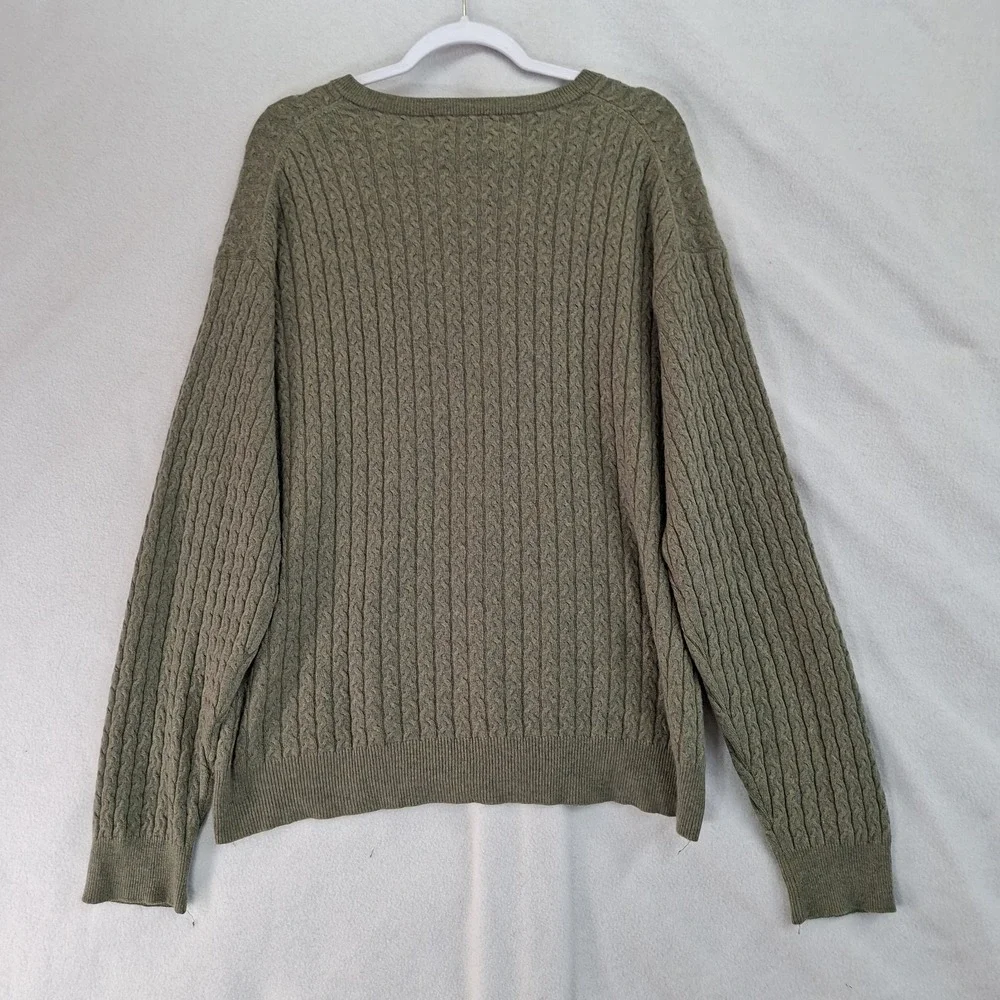 Vintage Bachrach Cashmere Sweater Mens XL Crew Neck Cable Knit Pullover Greenish